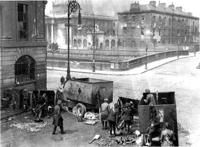 Free State troops fire on the Four Courts from the corner of Winetavern Street Image