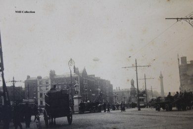 ‘The first British airship to visit Dublin coming up Sackville Street’, from the Smith album, NMI Collection Image