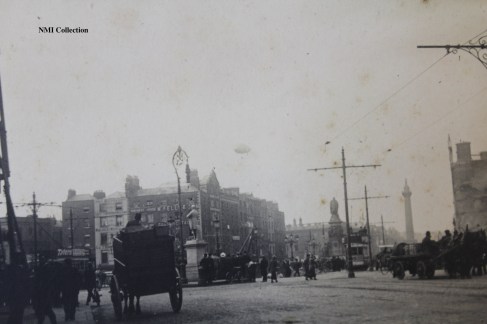 ‘The first British airship to visit Dublin coming up Sackville Street’, from the Smith album, NMI Collection Image