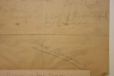 Requisition order signed by Liam Tannan (NMI Collection) Image
