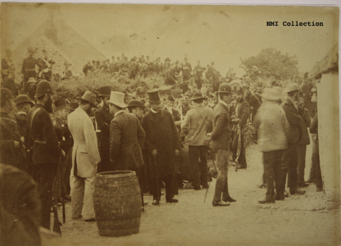 A Council of War outside the Darcy Cottage (NMI Collection)