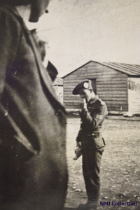 Sergeant Roper and Ed McEvoy at Hut 1, Rath Internment Camp (NMI Collection) 