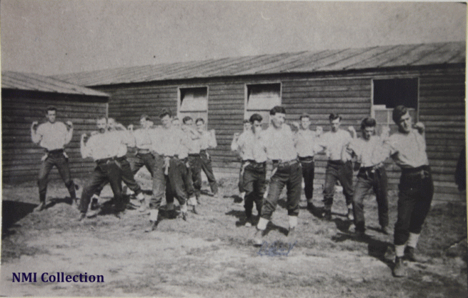 Taking exercise at Rath Internment Camp (NMI Collection) 