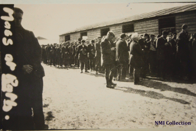 Prisoners attending Mass at Rath Internment Camp (NMI Collection) 