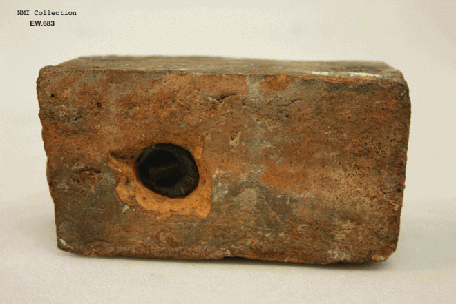 Portobello Barracks brick with bullet, 1916 (NMI Collection - EW.683)