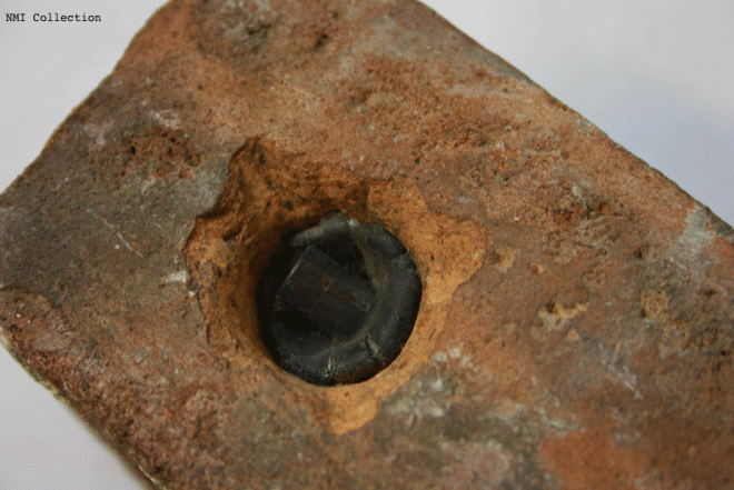 Portobello Barracks brick with bullet, 1916 (NMI Collection - EW.683)
